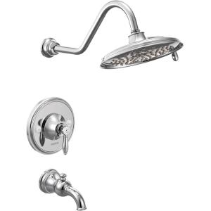 Moen TS32104EPBN Weymouth Posi-Temp Tub and Shower Trim Kit, Valve Required, including 9-Inch 2-Spray Eco-Performance Rainshower, Brushed Gold(Chrome)