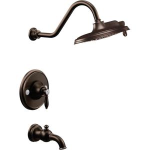 Moen TS32104EPBN Weymouth Posi-Temp Tub and Shower Trim Kit, Valve Required, including 9-Inch 2-Spray Eco-Performance Rainshower, Brushed Gold(Oil Rubbed Bronze)