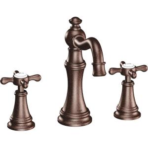 Moen TS42114ORB Weymouth Two-Handle Widespread Cross Handle Bathroom Faucet Trim Kit, Valve Required, Oil Rubbed Bronze