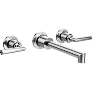 Moen TS43003 Arris Two-Handle Wall Mount Bathroom Faucet Trim, Valve Required, Chrome(Chrome)