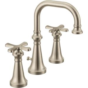 Moen TS44103 Colinet Traditional Two-Handle Widespread High-Arc Bathroom Faucet with Cross Handles, Valve Required, Chrome(Brushed Nickel)