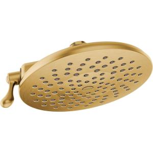 Moen Velocity Chrome Two-Function Rainshower 8-Inch Shower Head with Immersion Technology for a High-Pressure Rinse, S6320(Brushed Gold)