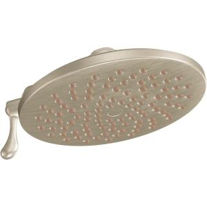 Moen Velocity Chrome Two-Function Rainshower 8-Inch Shower Head with Immersion Technology for a High-Pressure Rinse, S6320(Brushed Nickel)
