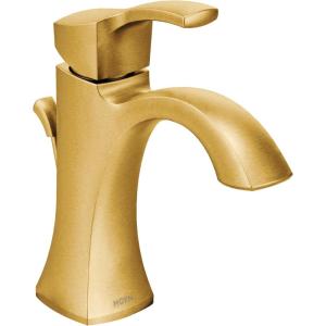 Moen Voss Brushed Gold One-Handle High-Arc Bathroom Faucet with Drain Assembly for Single-Hole Sink, 6903BG(Gold)