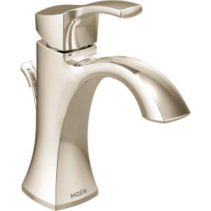 Moen Voss Brushed Gold One-Handle High-Arc Bathroom Faucet with Drain Assembly for Single-Hole Sink, 6903BG(Polished Nickel)