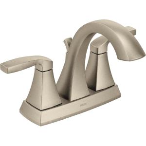 Moen Voss Brushed Gold Transitional Two-Handle High Arc Centerset Bathroom Faucet for 4-Inch 3-Hole Setup, 6901BG(Brushed Nickel)