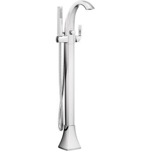 Moen Voss Brushed Nickel One-Handle Freestanding Floor Mount Tub Filler, Freestanding Bathtub Faucet with Handshower, 695BN(Chrome)