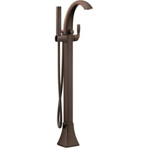 Moen Voss Brushed Nickel One-Handle Freestanding Floor Mount Tub Filler, Freestanding Bathtub Faucet with Handshower, 695BN(Oil Rubbed Bronze)