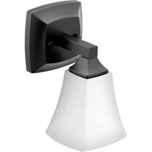 Moen Voss Matte Black 1-Light Dual-Mount Bath Bathroom Vanity Light Fixture with Frosted Glass, YB5161BL