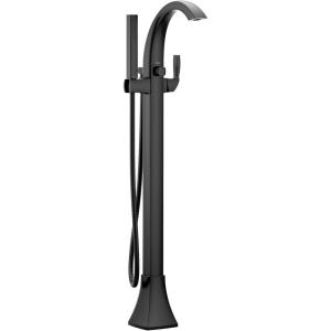 Moen Voss Matte Black One-Handle Freestanding Floor Mount Tub Filler with Handshower, 695BL