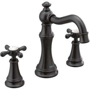 Moen Weymouth Brushed Gold Two-Handle Widespread Cross Handle Bathroom Faucet Trim Kit, Valve Required, TS42114BG(Matte Black)
