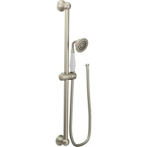 Moen Weymouth Chrome Traditional Eco-Performance Handshower Handheld Shower with 30-Inch Slide Bar and 69-Inch Metal Hose, S12107EP(Brushed Nickel)