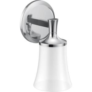 Moen YB0361CH Flara 1-Light Dual-Mount Bath Bathroom Vanity Light Fixture with Frosted Glass, Chrome(Chrome)