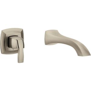 Voss Brushed Nickel Single Handle Wall Mount Tub Filler High Flow Tub Faucet with 10″ Spout Reach, WT691BN