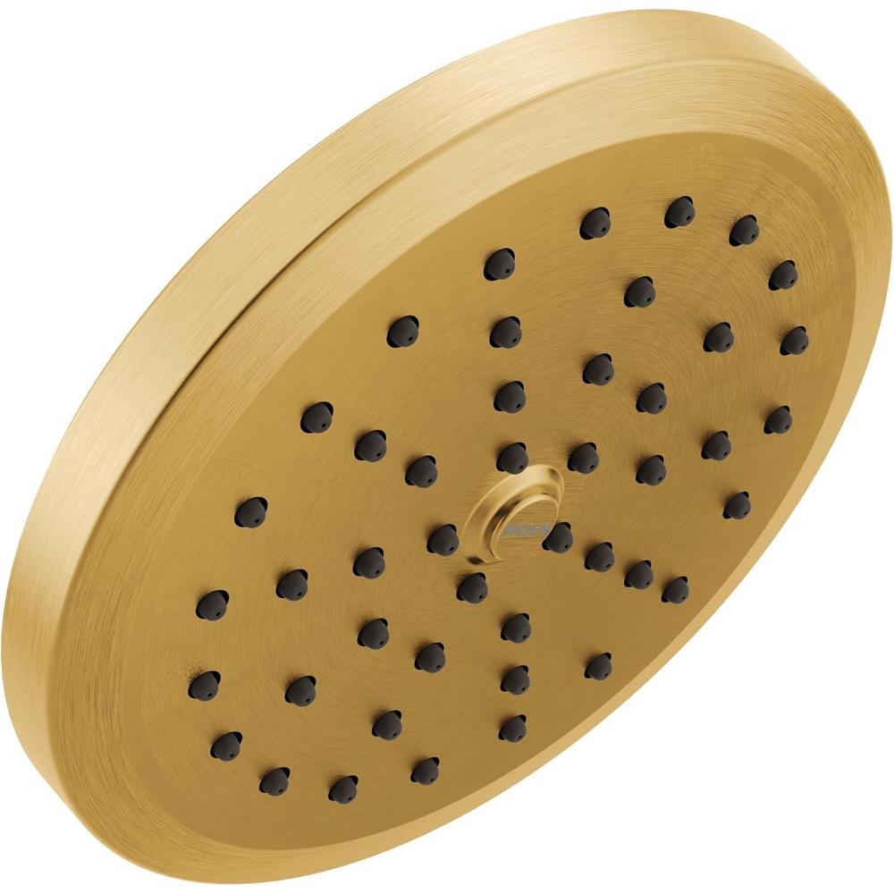 image:imageMoen Brushed Gold OneFunction 634 Inch Wide Diameter Rain Showerhead with Immersion Rainshower Technology S178BG