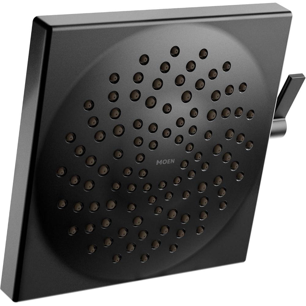 image:imageMoen S6345BL Showering AccPremium TwoFunction 8 Diameter Spray Head Rainshower Matte Black