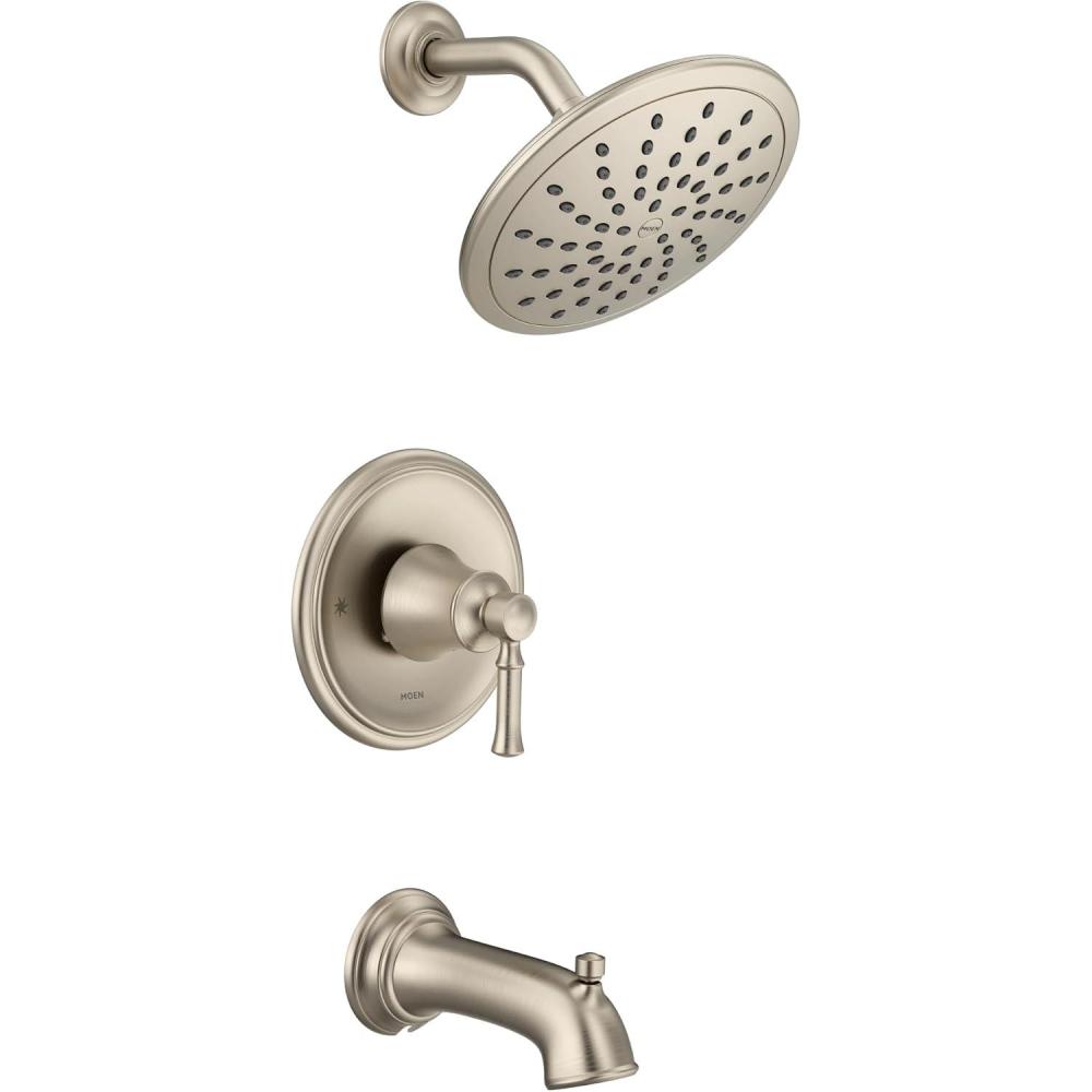 image:imageMoen T2283EPORB Dartmoor Tub Shower Faucet System with Rainshower Showerhead without Valve Oil Rubbed BronzeBrushed Nickel