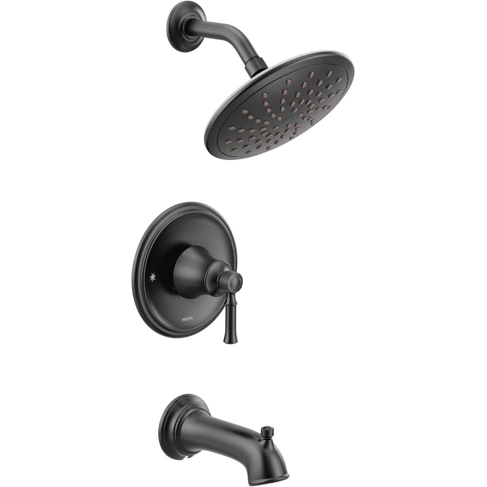 image:imageMoen T2283EPORB Dartmoor Tub Shower Faucet System with Rainshower Showerhead without Valve Oil Rubbed BronzeMatte Black