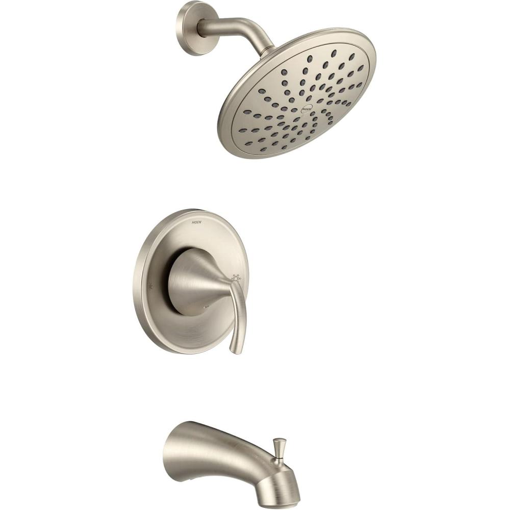 image:imageMoen T2843EPBN Glyde Tub Shower Faucet System with Rainshower Showerhead without Valve Brushed NickelBrushed Nickel