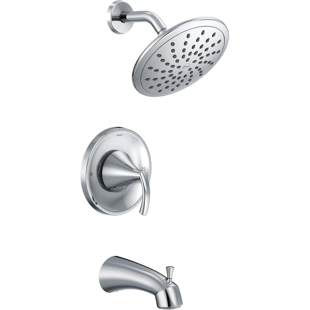 image:imageMoen T2843EPBN Glyde Tub Shower Faucet System with Rainshower Showerhead without Valve Brushed NickelChrome