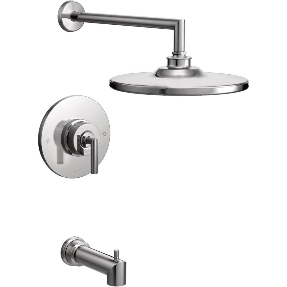 image:imageMoen TS22003EPBL Arris PosiTemp Pressure Balancing Modern Tub and Shower Trim Kit with 10Inch EcoPerformance Rainshower Valve Required Matte BlackChrome