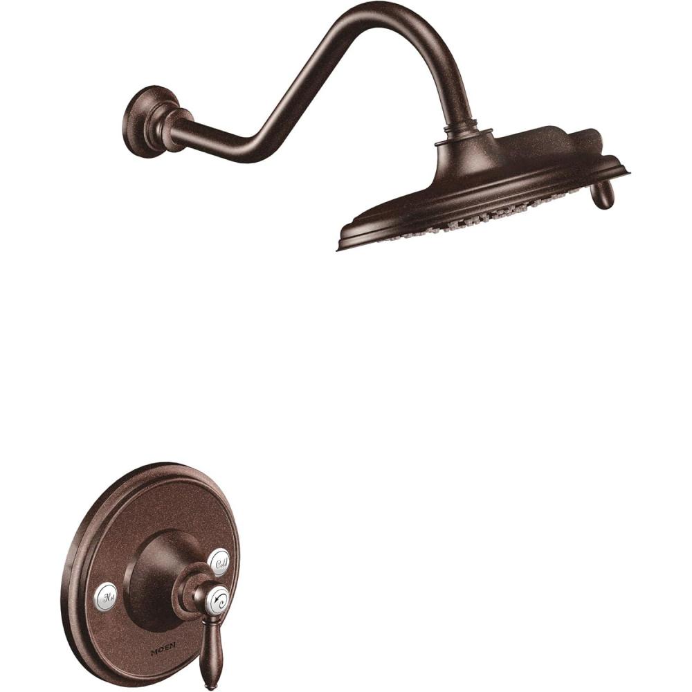image:imageMoen TS32102ORB Weymouth PosiTemp Shower Trim Kit Valve Required including 9Inch 2Spray EcoPerformance Rainshower Oil Rubbed Bronze