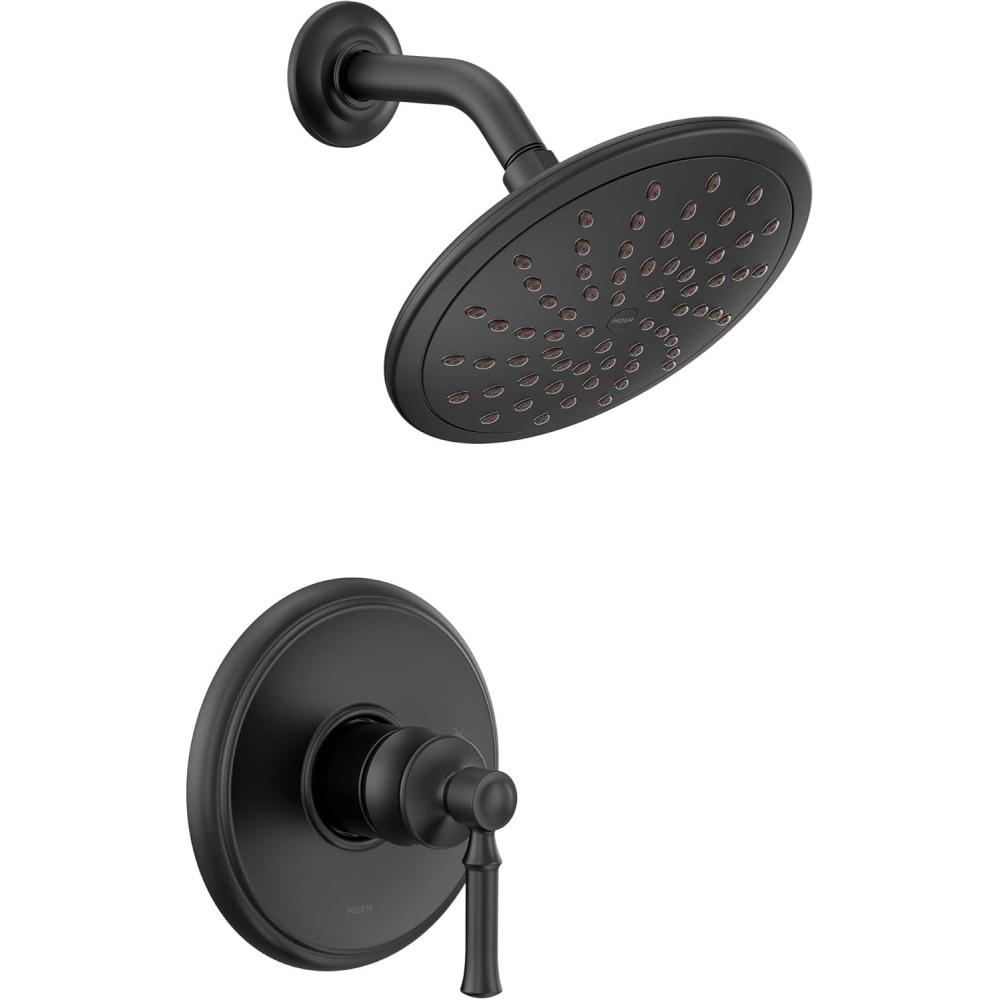 image:imageMoen UT2282EPBL Dartmoor MCORE 2Series 1Handle Shower Trim Kit with 8Inch Rainshower Valve Required Matte BlackMatte Black