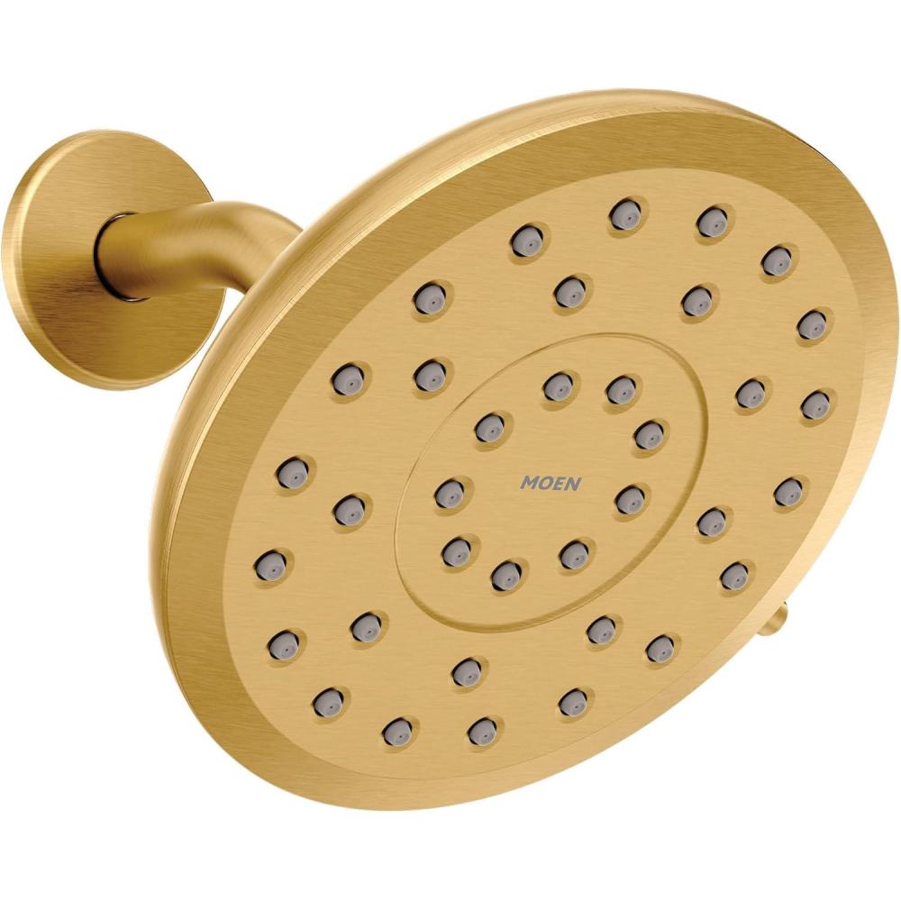 image:imageMoen Verso EcoPerformance Infiniti Dial Round Rain Shower Head 7Inch Diameter Spray Head Brushed Nickel 220R7EPBNBrushed Gold