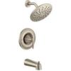 Moen Eva Brushed Nickel Tub and Shower Faucet Trim with Eco-Performance Rainshower, Valve Required, T2233EPBN(Brushed Nickel)