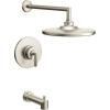 Moen TS22003EPBN Arris Posi-Temp Pressure Balancing Modern Tub and Shower Trim Kit with 10-Inch Eco-Performance Rainshower, Valve Required, Brushed Nickel(Brushed)