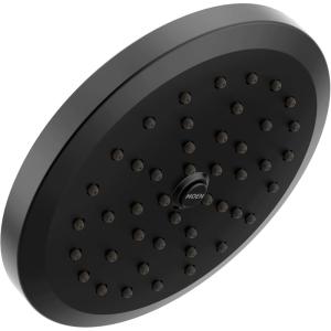 Moen Matte Black One-Function 6-3/4 Inch Wide Diameter Rain Showerhead with Immersion Rainshower Technology, S178BL