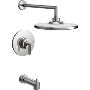 Moen TS22003EPBL Arris Posi-Temp Pressure Balancing Modern Tub and Shower Trim Kit with 10-Inch Eco-Performance Rainshower, Valve Required, Matte Black(Chrome)