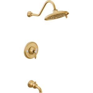 Moen TS32104BG Weymouth Posi-Temp Tub and Shower Trim Kit, Valve Required, including 9-Inch 2-Spray Rainshower, Brushed Gold(Brushed Gold)