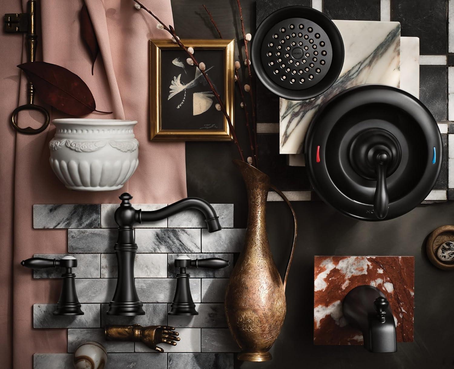 image:imageMoen TS42108BL Weymouth TwoHandle Lever Handle Bathroom Faucet Trim Kit Valve Required Matte BlackMatte Black