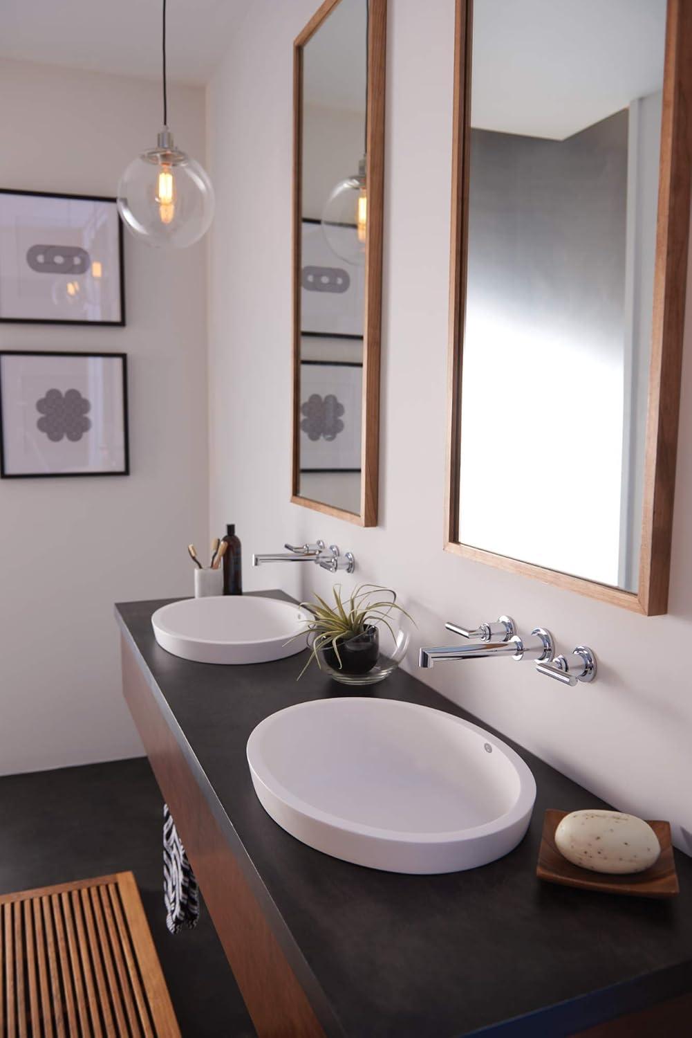 image:imageMoen TS43003BL Arris TwoHandle Wall Mount Bathroom Faucet Trim Valve Required Matte Black