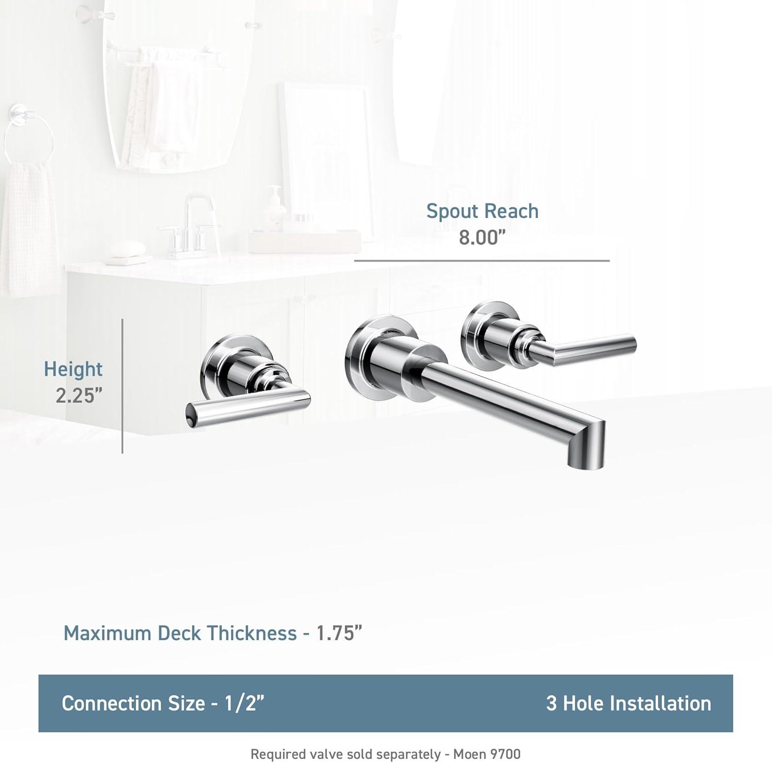 image:imageMoen TS43003BL Arris TwoHandle Wall Mount Bathroom Faucet Trim Valve Required Matte Black