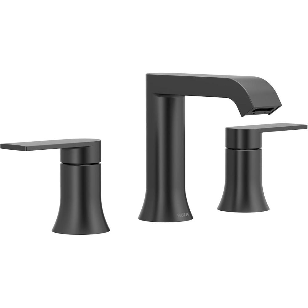 image:imageMoen Genta LX TwoHandle High Arc Widespread Bathroom Sink Faucet for 3Hole Setups Valve Included Matte Black TV6708BL