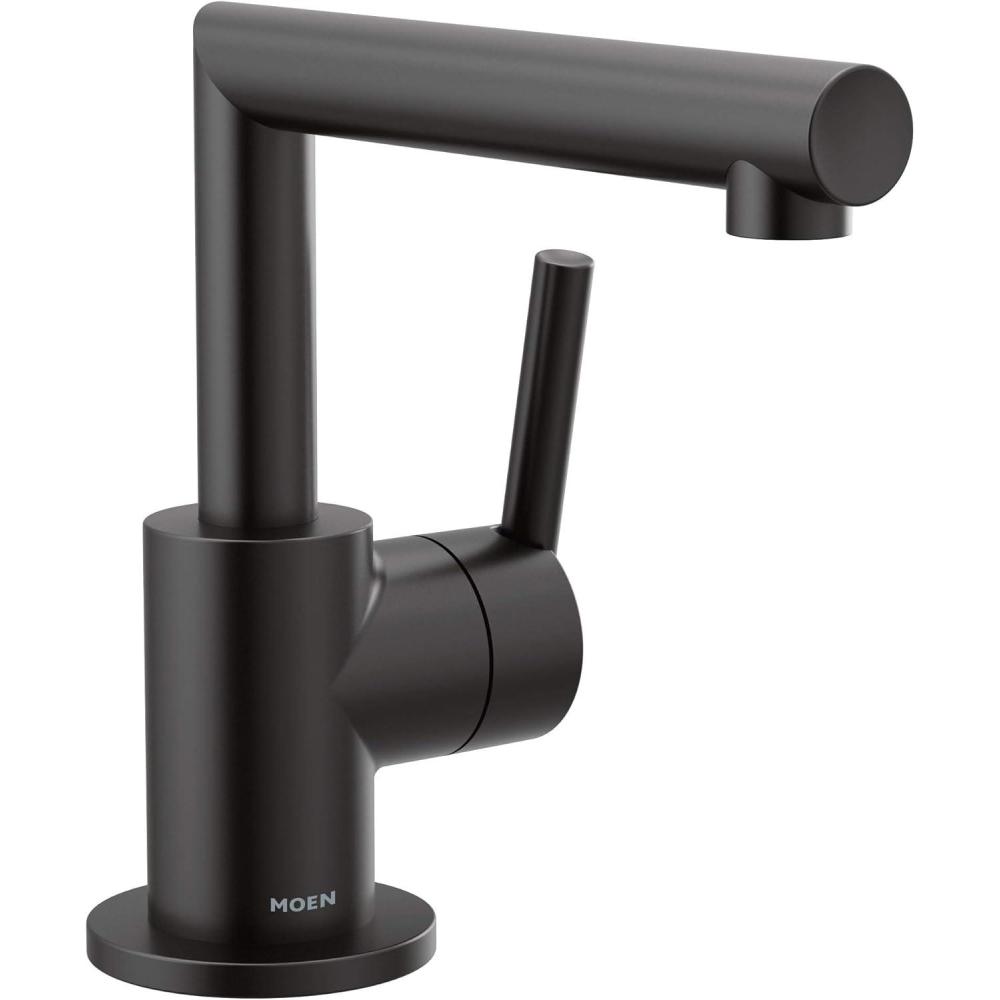 image:imageMoen S43001BL Arris OneHandle Single Hole Modern Bathroom Faucet Matte BlackMatte Black