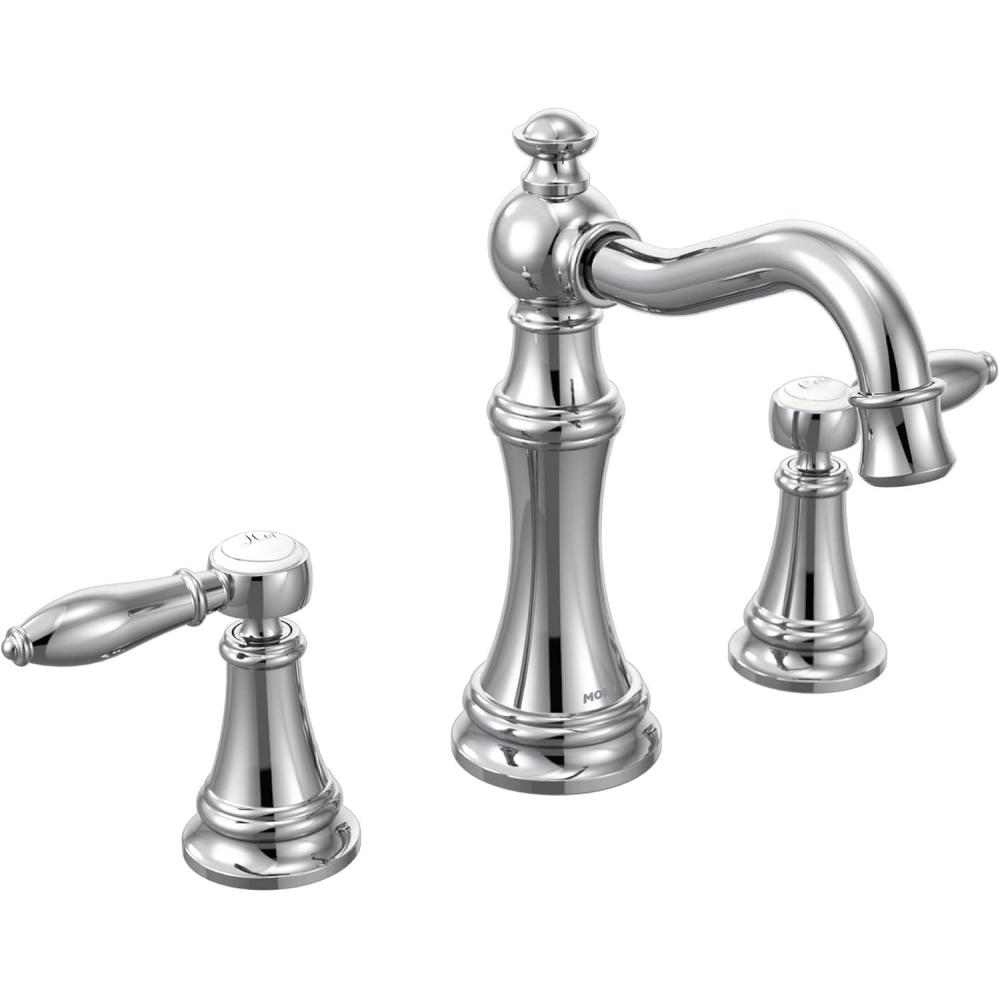 image:imageMoen TS42108BL Weymouth TwoHandle Lever Handle Bathroom Faucet Trim Kit Valve Required Matte BlackChrome