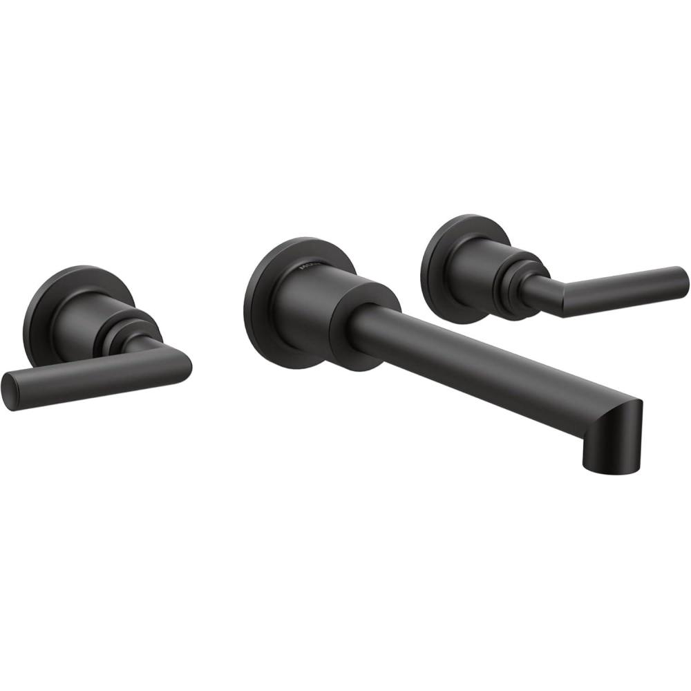 image:imageMoen TS43003BL Arris TwoHandle Wall Mount Bathroom Faucet Trim Valve Required Matte Black