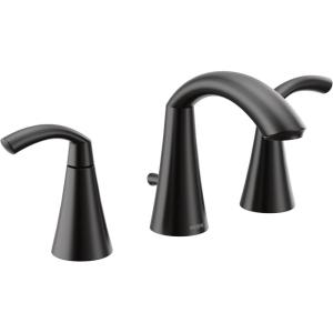 Moen Glyde Matte Black Two-Handle High Arc Widespread Bathroom Sink Faucet for 3-Hole Setups with Valve Included, TV6173BL