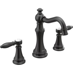 Moen TS42108BL Weymouth Two-Handle Lever Handle Bathroom Faucet Trim Kit, Valve Required, Matte Black(Matte Black)