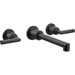 Moen TS43003BL Arris Two-Handle Wall Mount Bathroom Faucet Trim, Valve Required, Matte Black