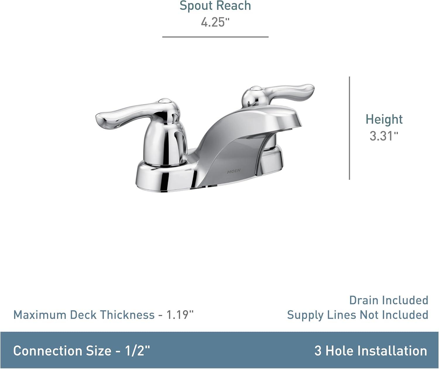 image:imageMoen 4925 Chateau TwoHandle Low Arc Bathroom Faucet Chrome