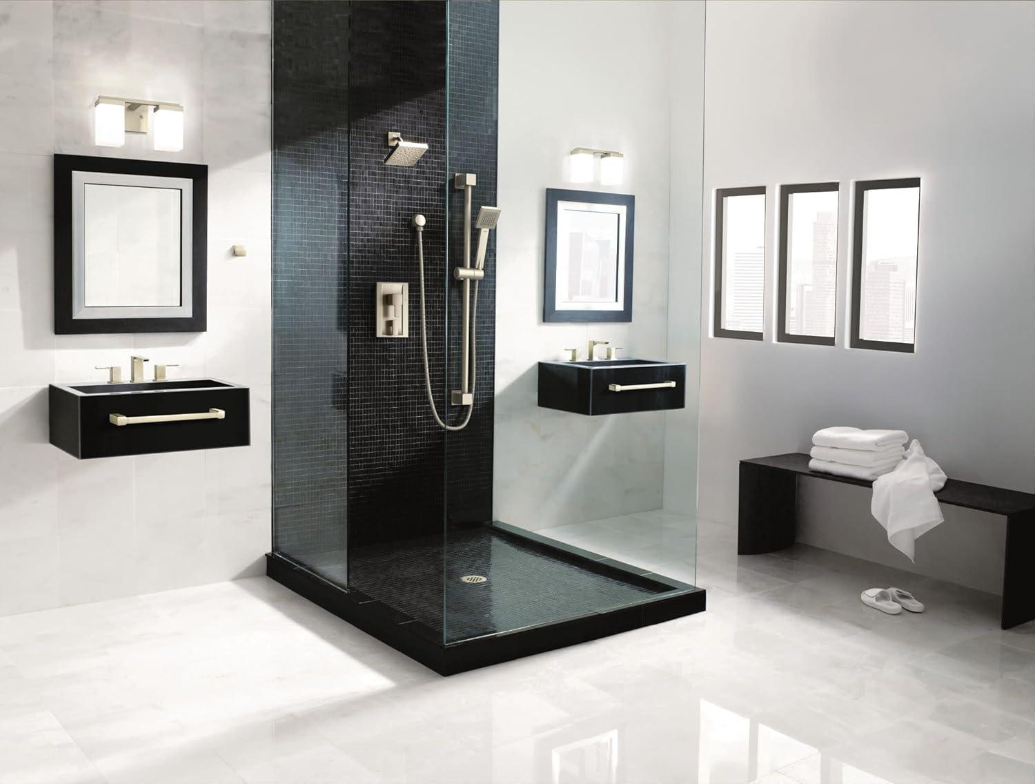 image:imageMoen 90 Degree Chrome TwoHandle 8 in Widespread Bathroom Faucet Trim Kit Valve Required TS6720Brushed Nickel