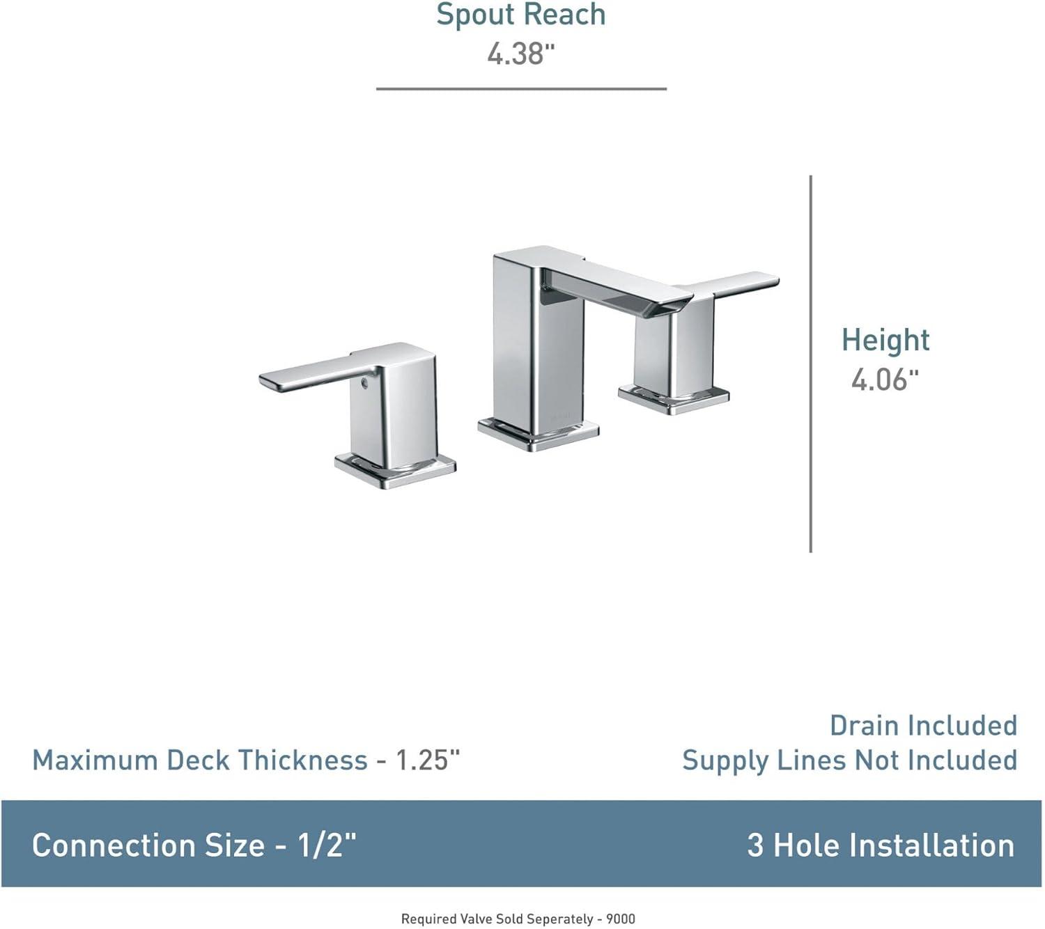 image:imageMoen 90 Degree Chrome TwoHandle 8 in Widespread Bathroom Faucet Trim Kit Valve Required TS6720Chrome