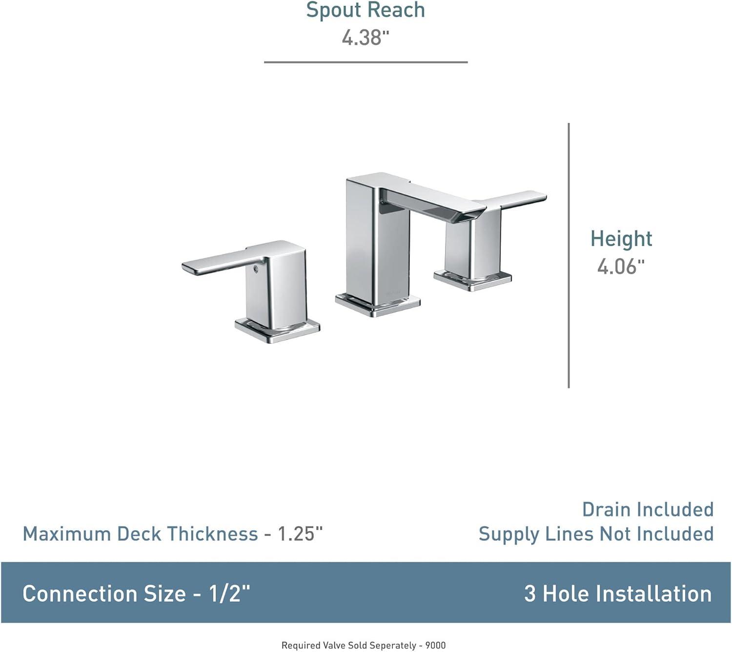 image:imageMoen 90 Degree Chrome TwoHandle 8 in Widespread Bathroom Faucet Trim Kit Valve Required TS6720Chrome