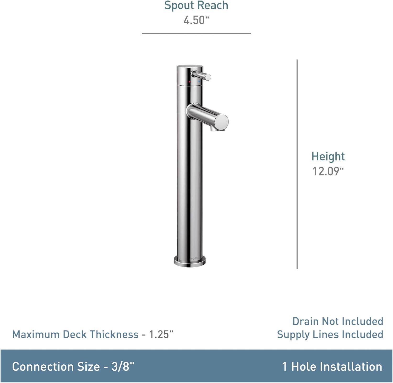 image:imageMoen Align Chrome OneHandle Single Hole Modern Vessel Sink Bathroom Faucet 6192Brushed Gold