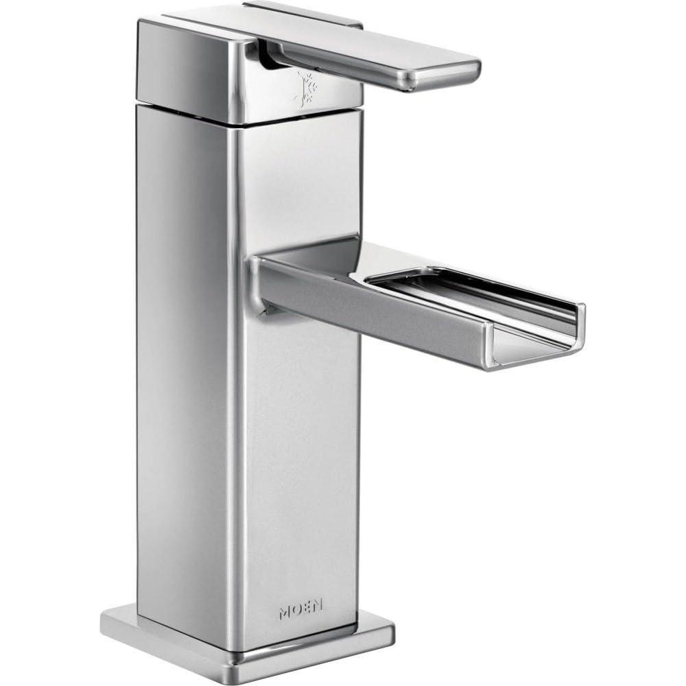 image:imageMoen S6705 90 Degree One Handle Modern Open Waterway Bathroom Faucet with Drain Assembly ChromeChrome