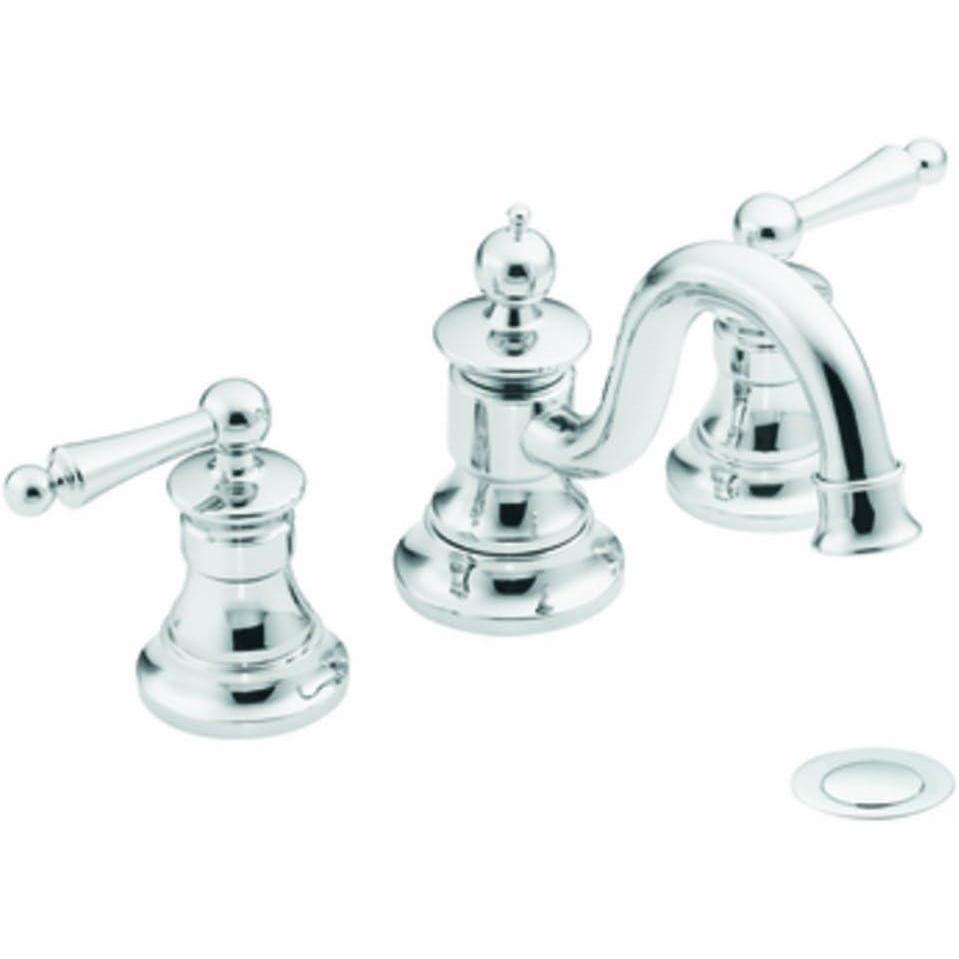 image:imageMoen TS418 Waterhill TwoHandle Traditional 8Inch Widespread Bathroom Faucet Trim Kit Valve Required ChromeChrome